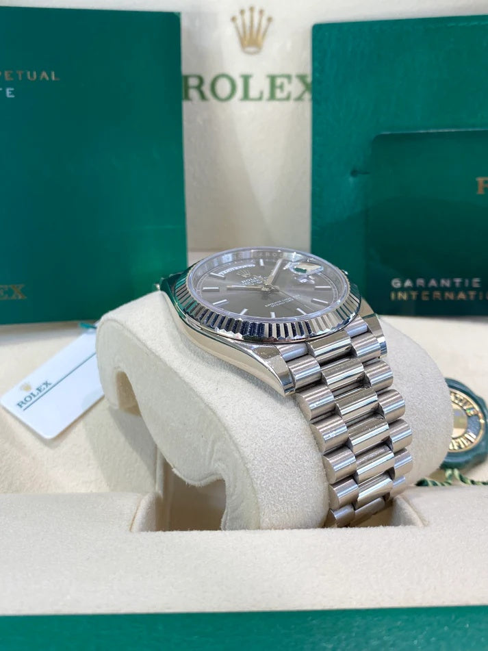 Rolex Day-Date President 40mm White Gold Grey Rhodium Index Dial - 228239 - Image 4