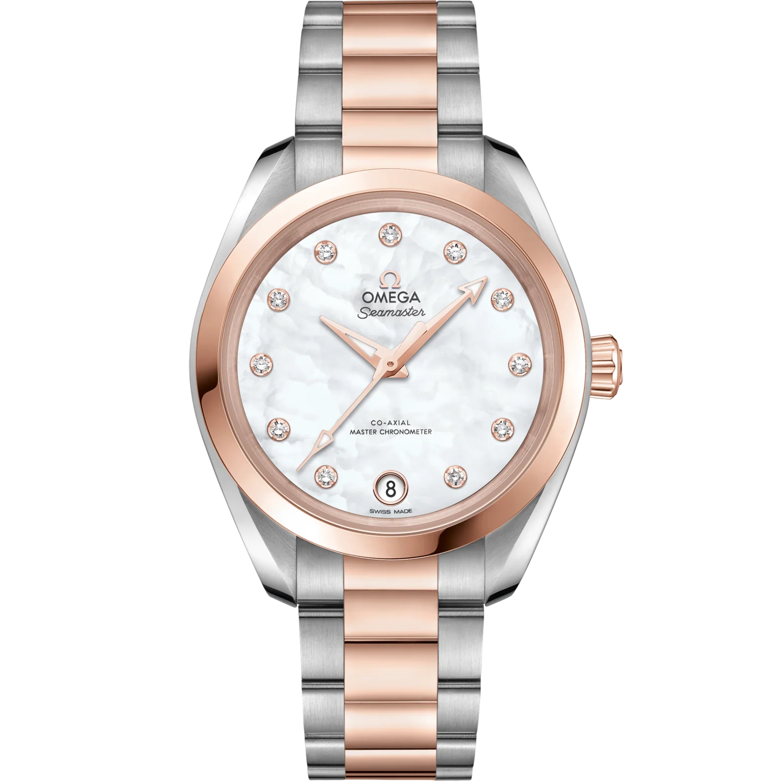 Omega Seamaster Aqua Terra 150M 34mm White Dial with Diamonds Stainless Steel and Sedna�?18k Rose Gold Bracelet 220.20.34.20.55.001
