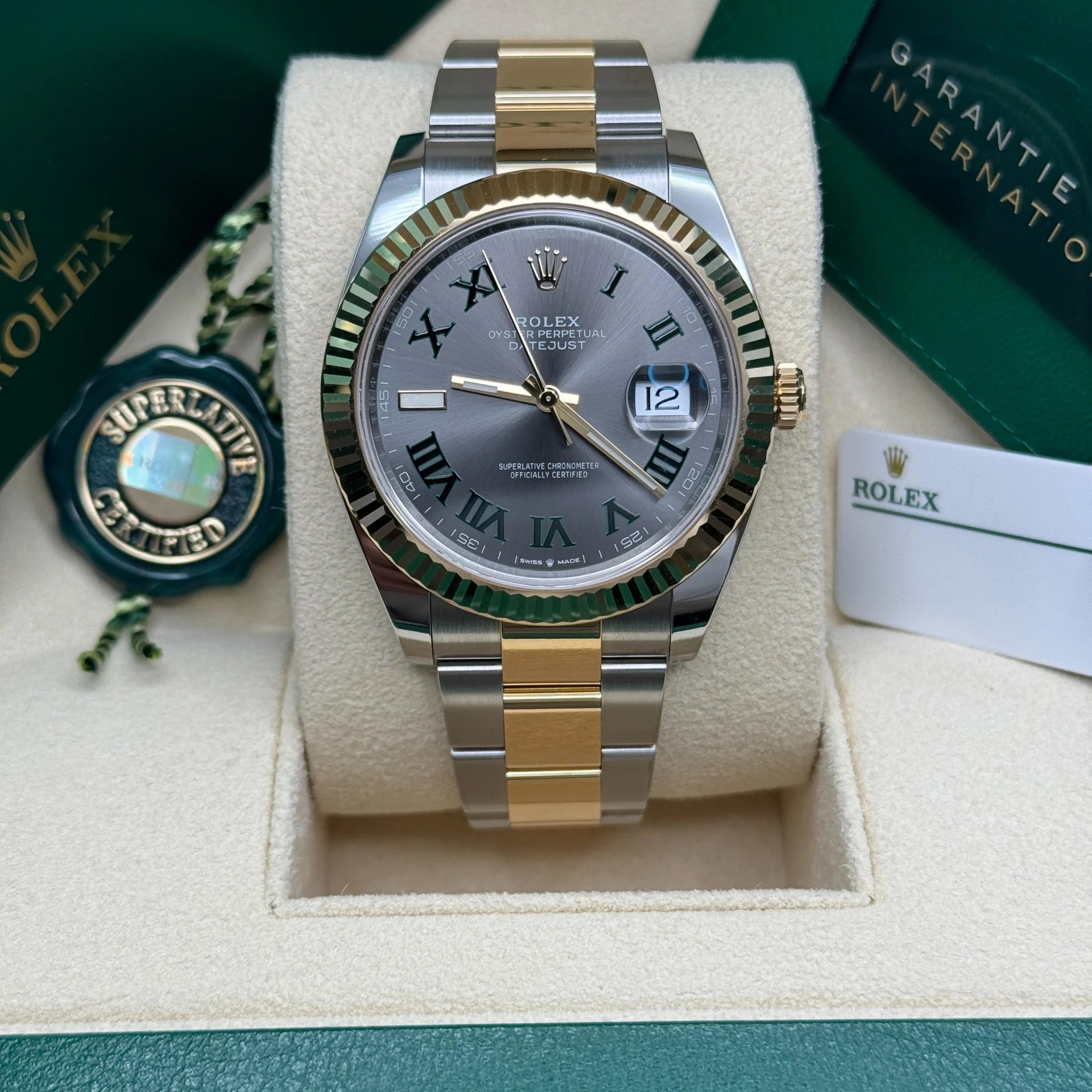Rolex Datejust 41mm 126333 Two-Tone Yellow Gold Fluted Bezel Wimbledon Dial Oyster - Image 7