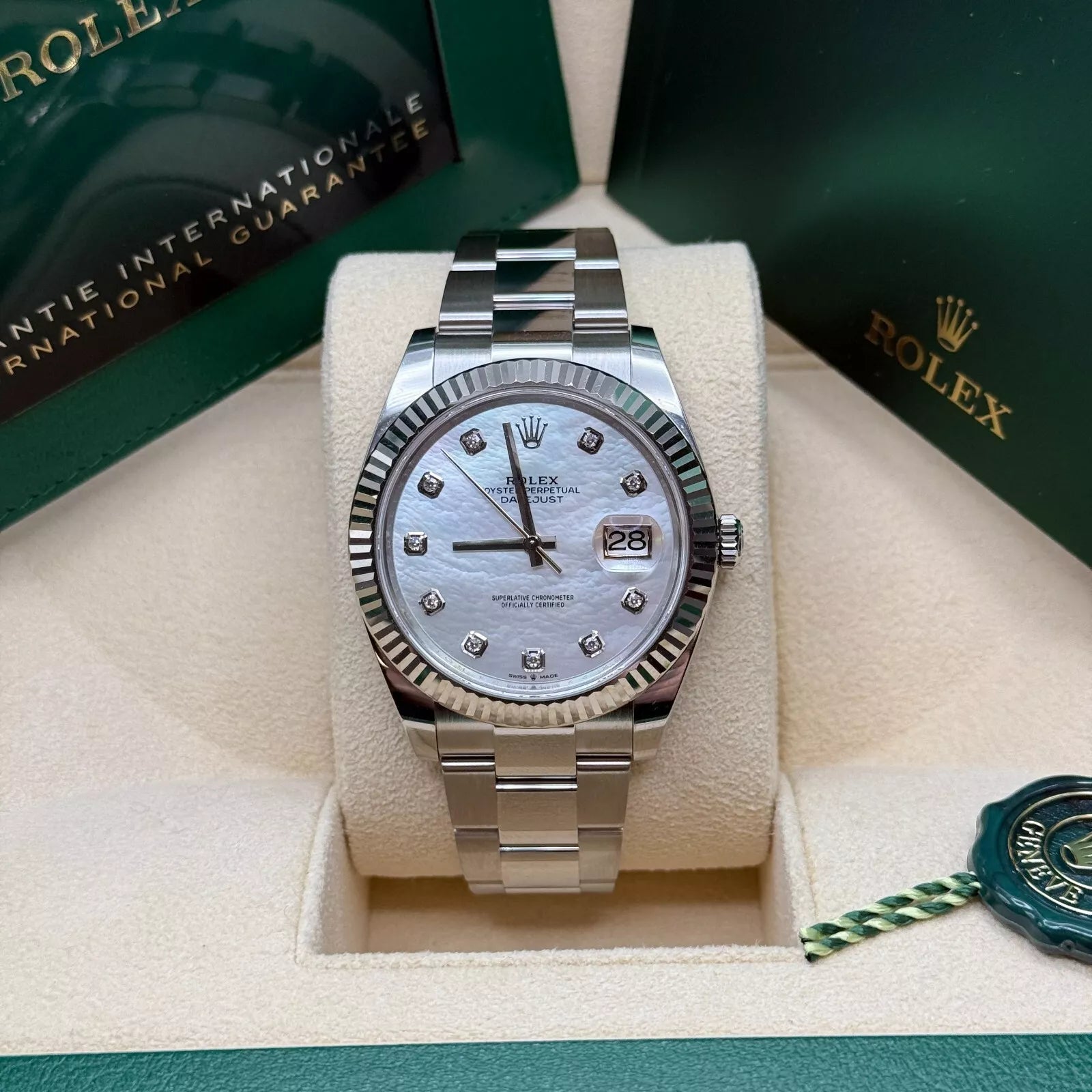 Rolex Datejust 41 Mother of Pearl Diamond Stainless Steel Fluted Oyster - 126334 - Image 11