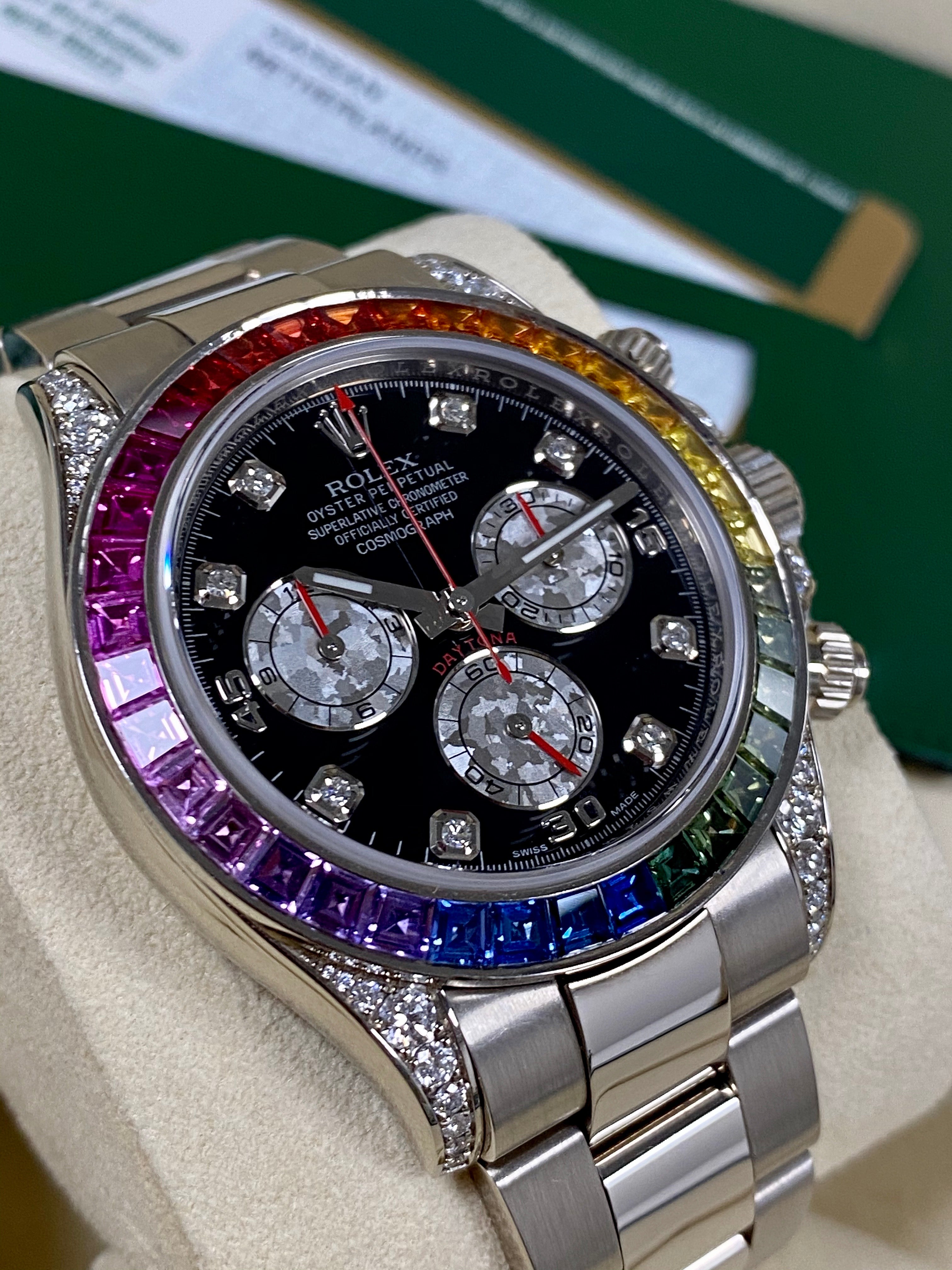 Rolex Daytona Cosmograph Daytona White Gold Rainbow Diamonds 40mm 116599RBOW Box & Papers - Image 6