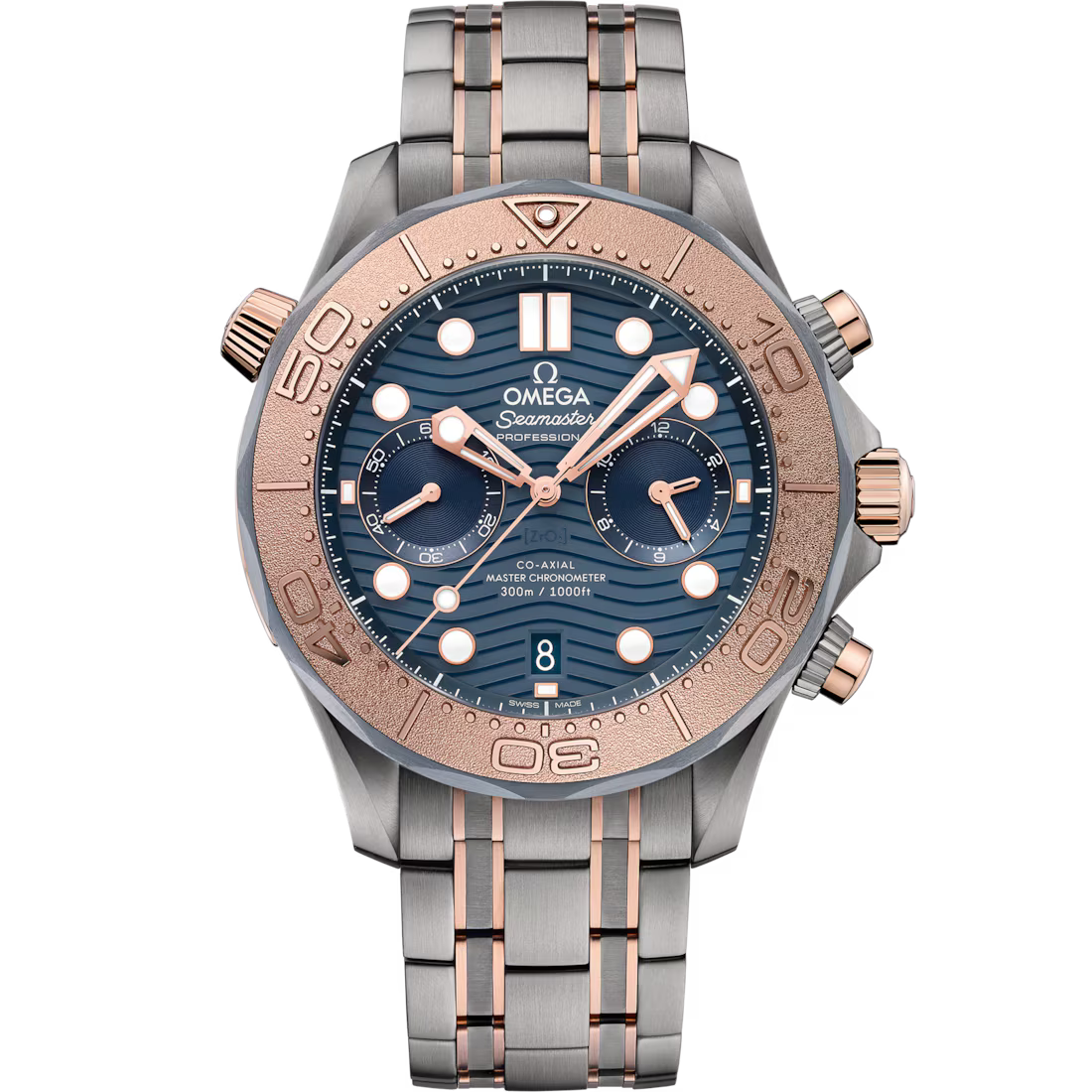 Omega Seamaster Diver 300M 44mm Blue Dial Titanium �?tantalum �?Sedna�?18k Rose Gold Bracelet 210.60.44.51.03.001