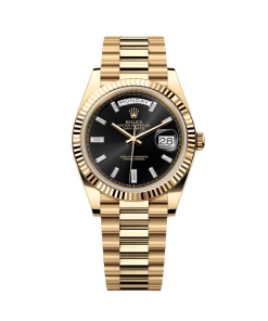 Rolex Yellow Gold President Day Date 40mm Black Diamond Baguette Dial - 228238