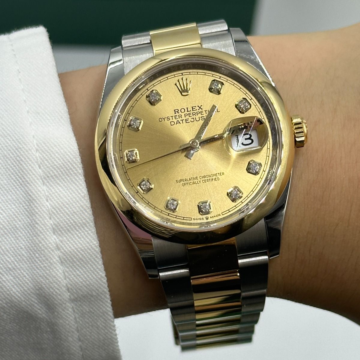 Rolex Datejust 36mm 126203 Champagne Set with Diamonds Dial Domed Bezel Oyster Bracelet - Image 18