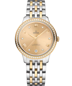 Omega De Ville Prestige, Stainless Steel, 18k Yellow Gold and Diamond-set, 34 mm 434.25.34.20.58.001