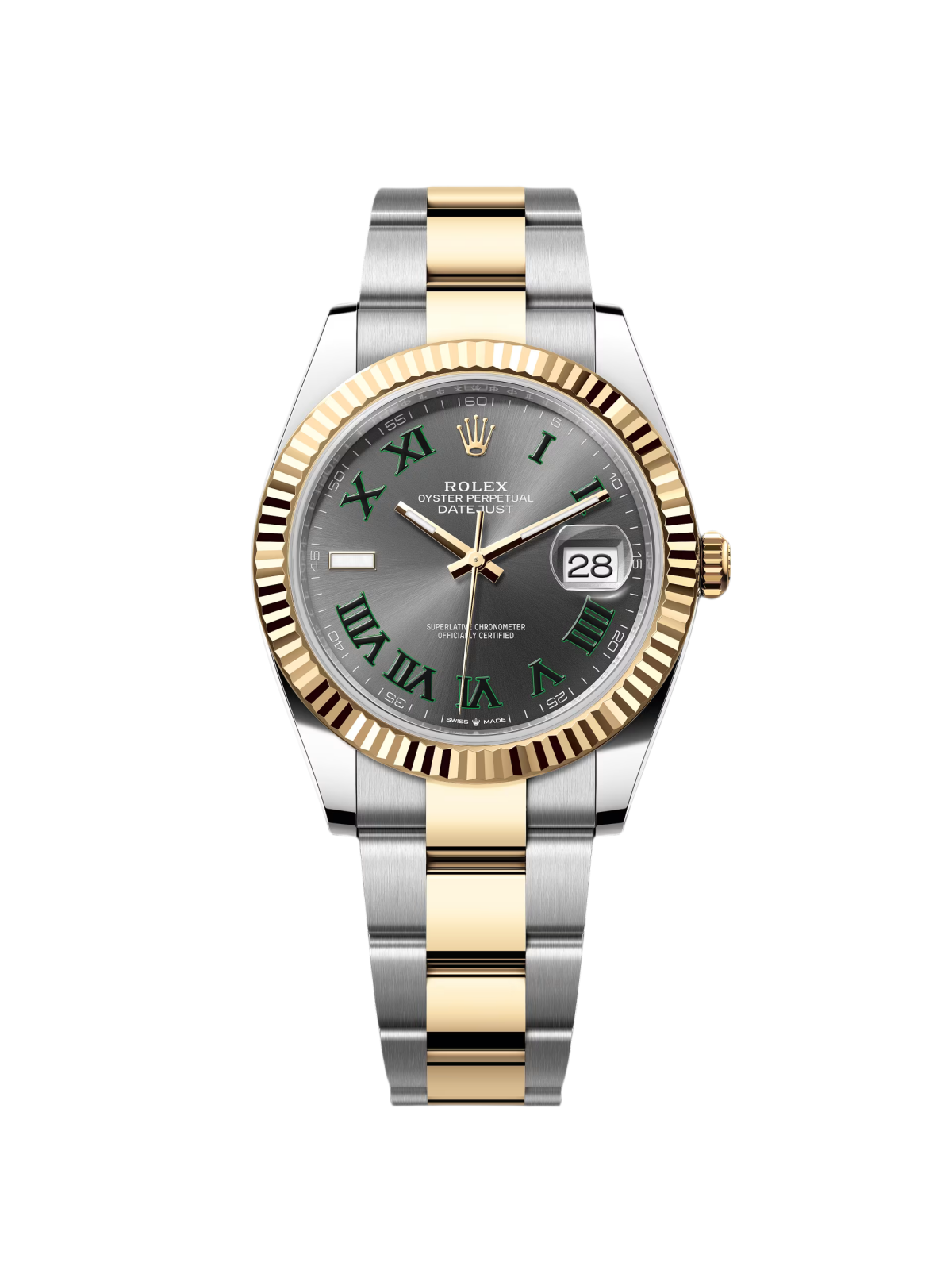 Rolex Datejust 41mm 126333 Two-Tone Yellow Gold Fluted Bezel Wimbledon Dial Oyster