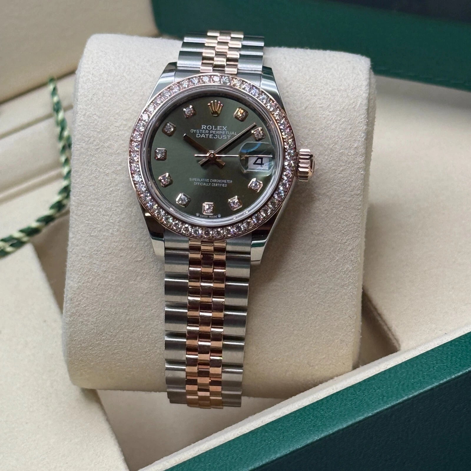 Rolex Lady-Datejust 28mm 279381RBR Green Diamond Dial Oyster Bracelet - Image 3