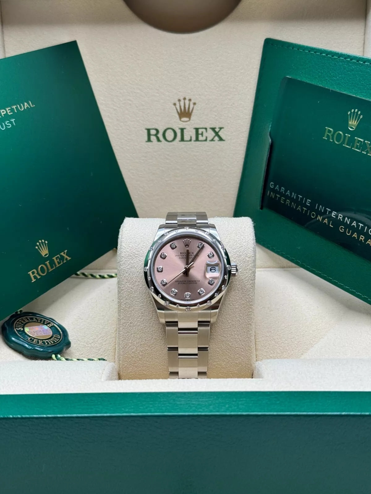 Rolex Datejust m278344-0033/0034 Pink Dial 31mm Domed Diamond Oyster Watch - Image 2