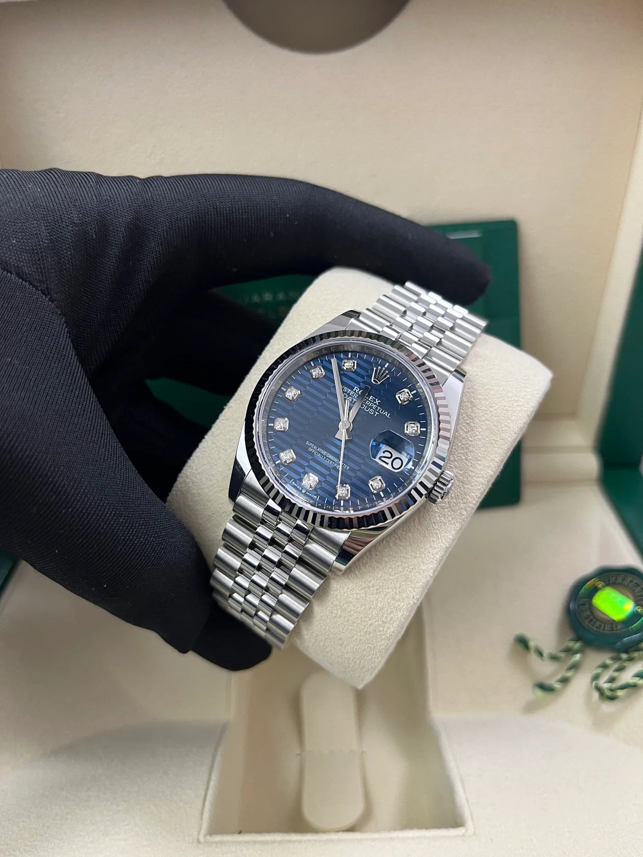 Rolex Datejust 36mm 126234 Blue Fluted Motif Diamond Dial Jubilee Bracelet Watch - Image 8