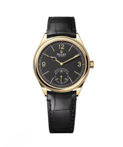 Rolex 1908 Yellow Gold Black Dial Black Alligator Strap - 52508-0002
