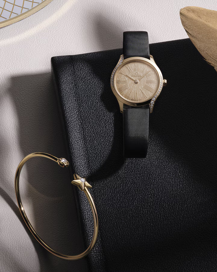 Omega De Ville Mini Trésor 26mm Yellow Dial with Diamonds Moonshine�?18k Rose Gold Strap 428.57.26.60.99.001 - Image 4