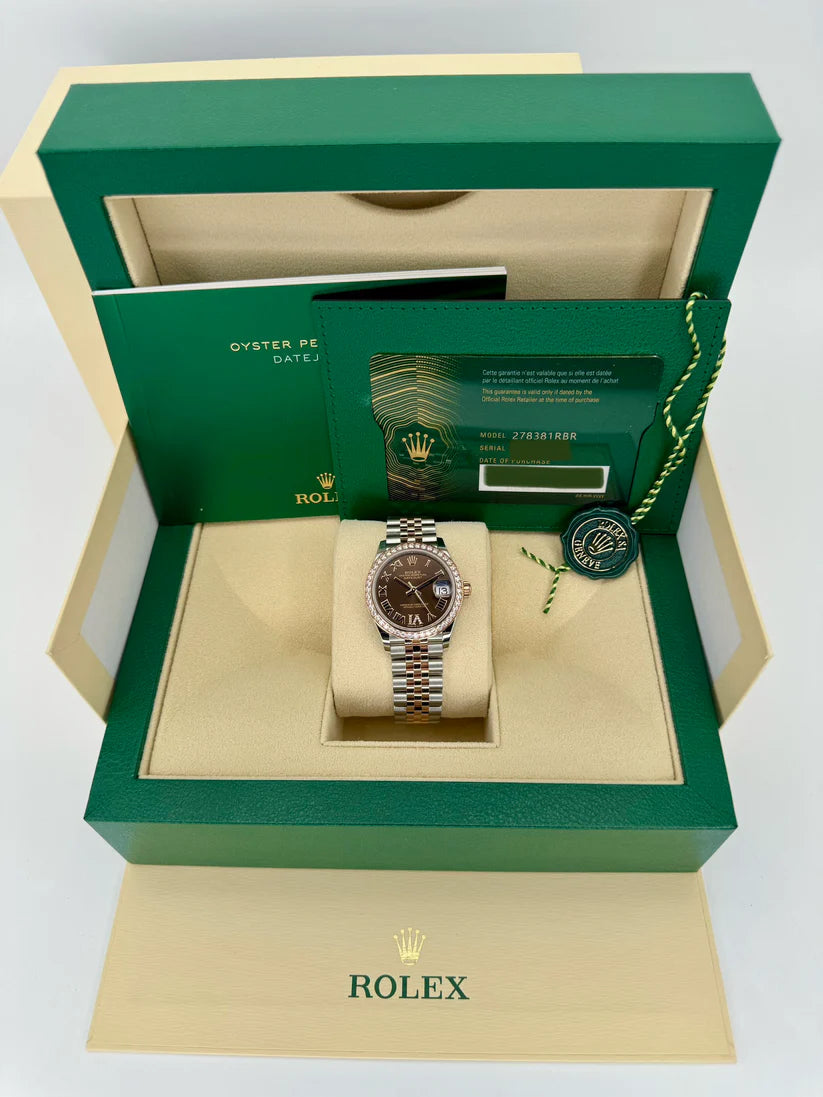 Rolex Datejust m278381-0005/0006 Chocolate Roman Diamond 31mm Dial Diamond-Set Bezel and Oyster Bracelet Watch - Image 12