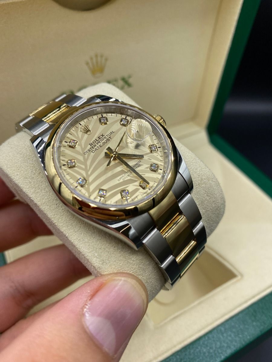 Rolex Datejust 36mm 126203 Golden Palm Dial Domed Bezel Oyster Bracelet - Image 8