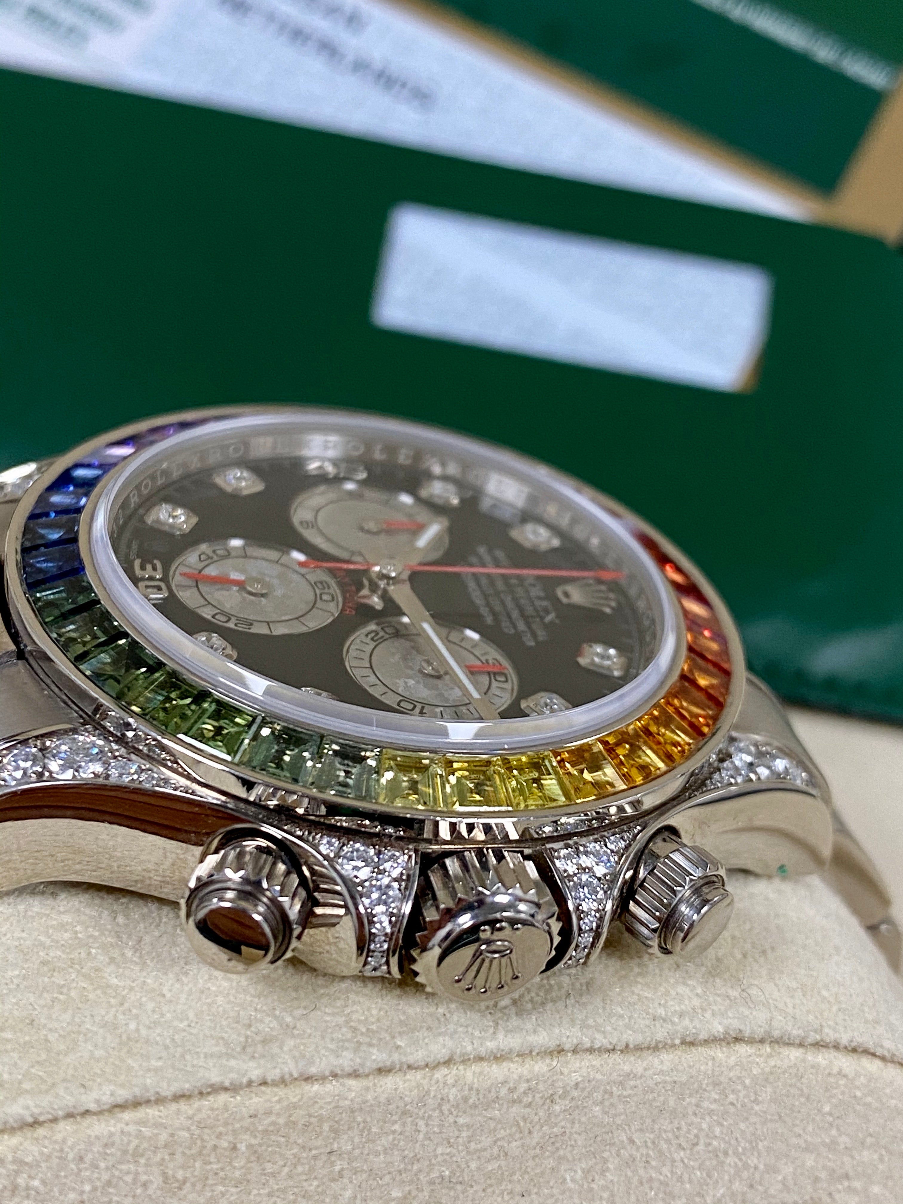 Rolex Daytona Cosmograph Daytona White Gold Rainbow Diamonds 40mm 116599RBOW Box & Papers - Image 3