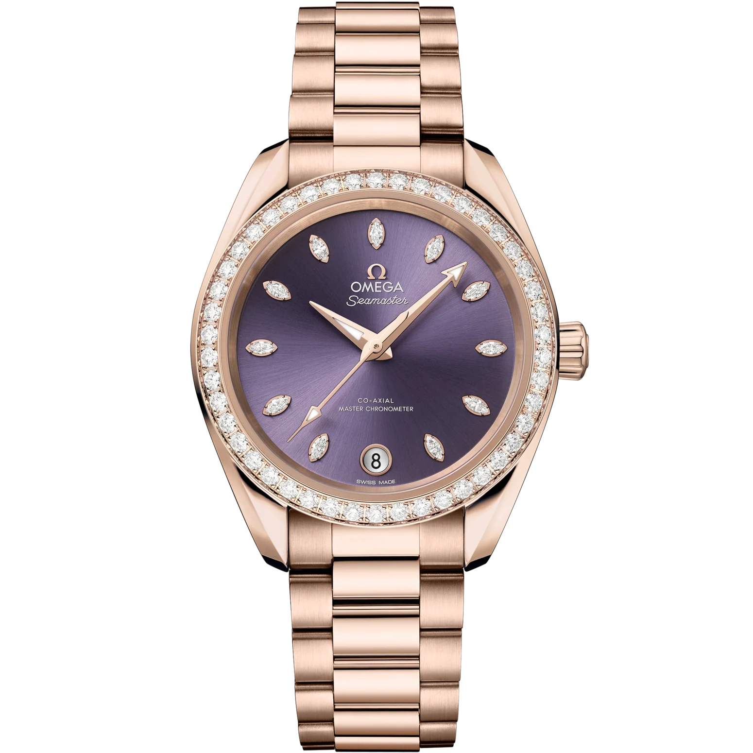 Omega Seamaster Aqua Terra Shades 34 mm Lavender Dial with Diamonds Sedna�?18k Rose Gold Bracelet 220.55.34.20.60.001