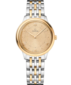 Omega De Ville Prestige 30 mm Yellow Dial Stainless Steel and 18k Yellow Gold Bracelet 434.20.30.60.08.001