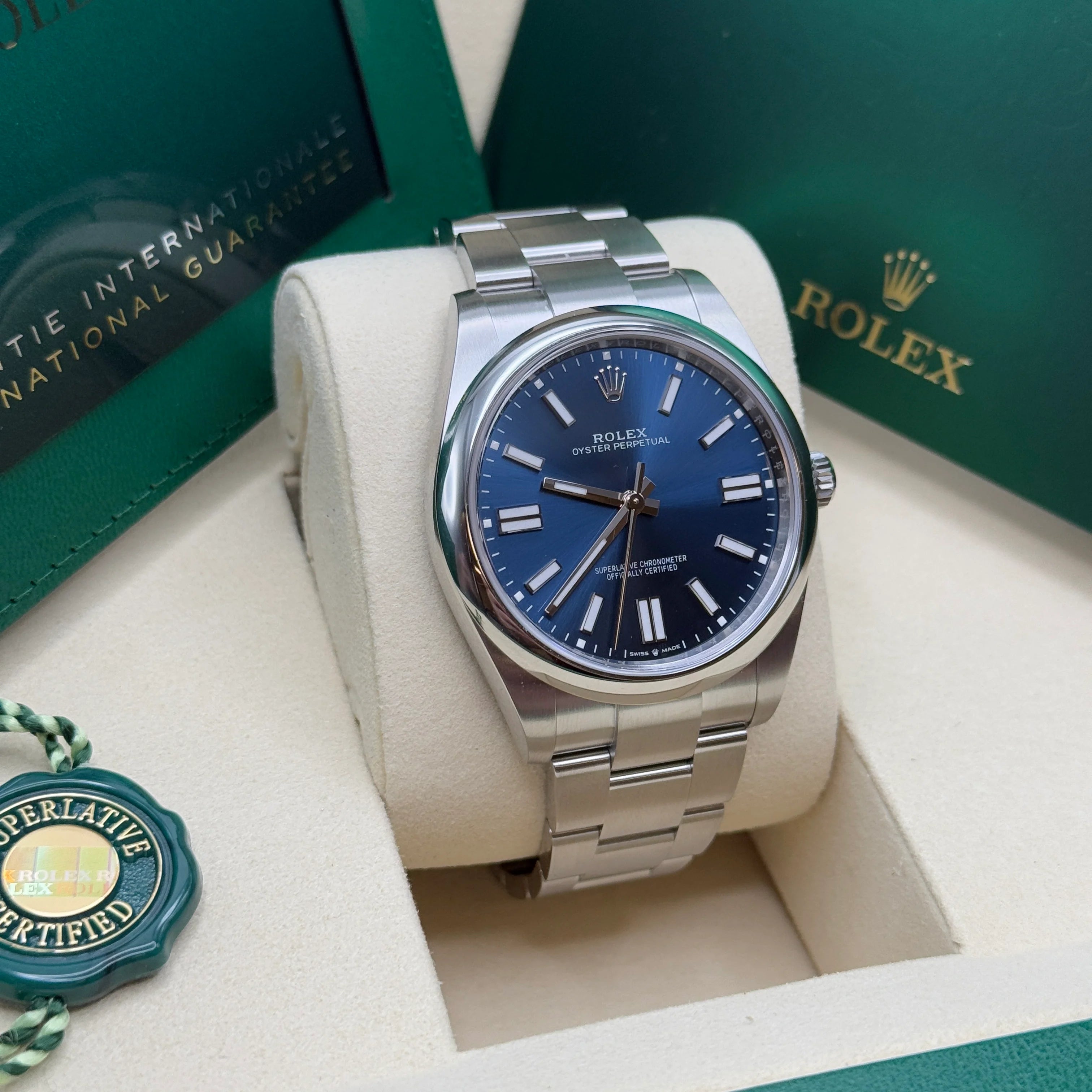 Rolex Oyster Perpetual 41mm 124300-0003 Oyster Perpetual Stainless Steel Blue Index Dial Watch - Image 3