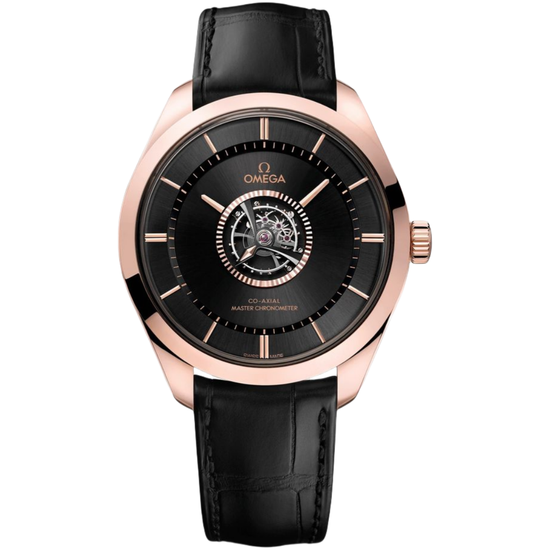 Omega De Ville Tourbillon 43mm Black Dial Sedna�?18k Rose Gold and Canopus Gold�?Strap 529.53.43.22.01.001