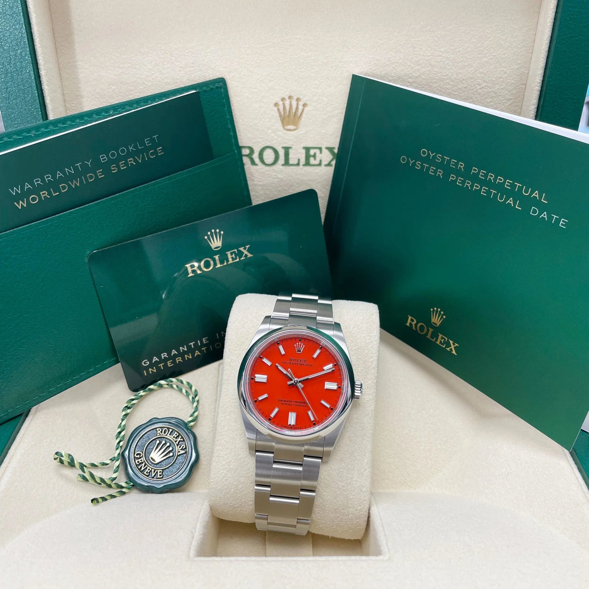 Rolex Oyster Perpetual 36mm 126000-0007 Coral Red Dial Steel Watch - Image 7