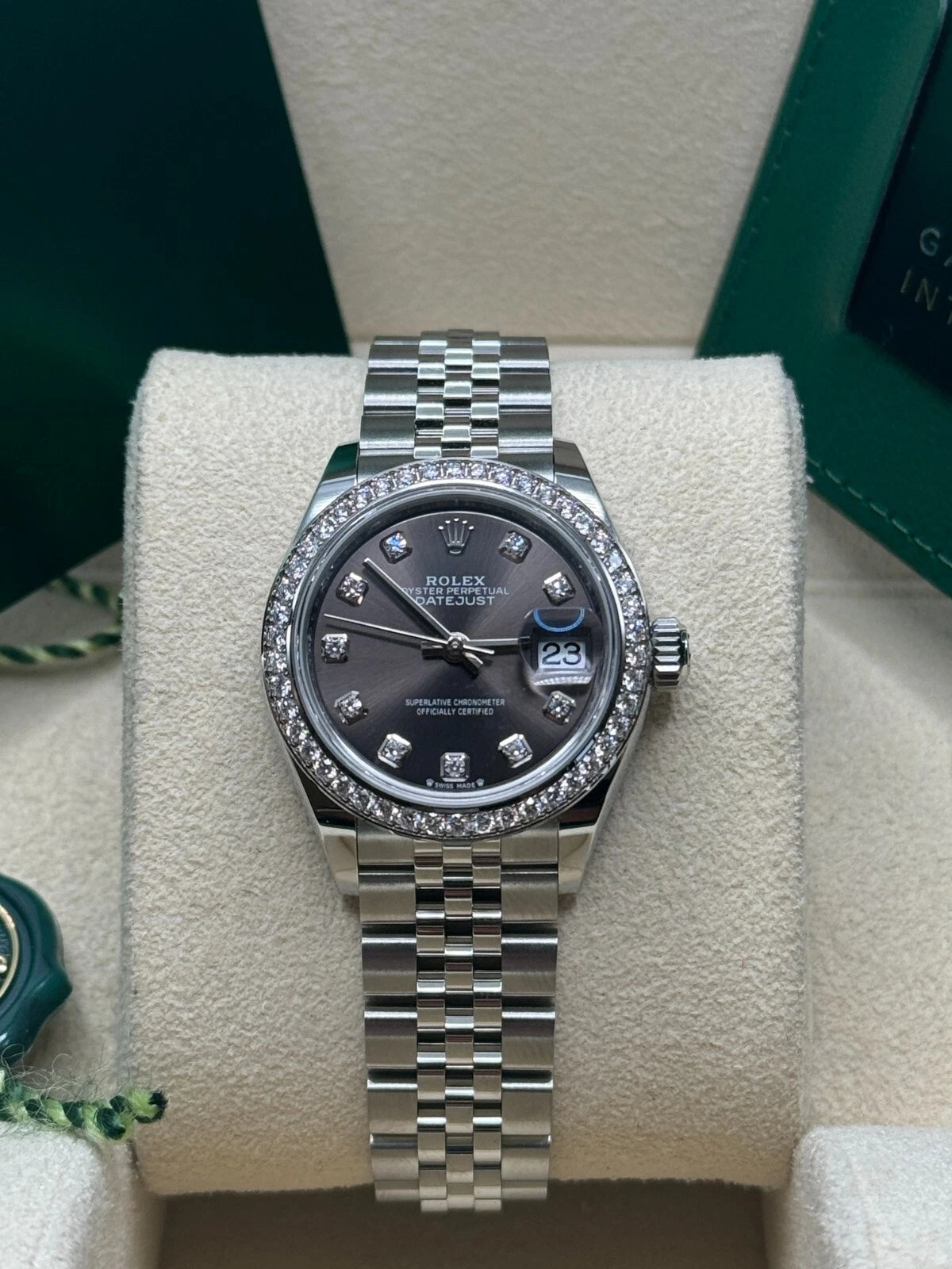 Rolex Lady-Datejust 28mm 279384RBR Dark Gray set with Diamonds - Image 10