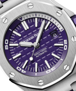 Alternative view of Audemars Piguet Offshore Diver Purple Dial 42mm 15710ST.OO.A077CA.0