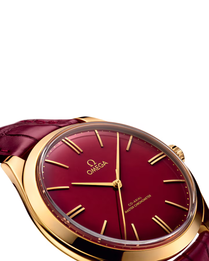 Omega De Ville Trésor 40mm Red Dial 18k Yellow Gold Strap 435.53.40.21.11.001 - Image 3