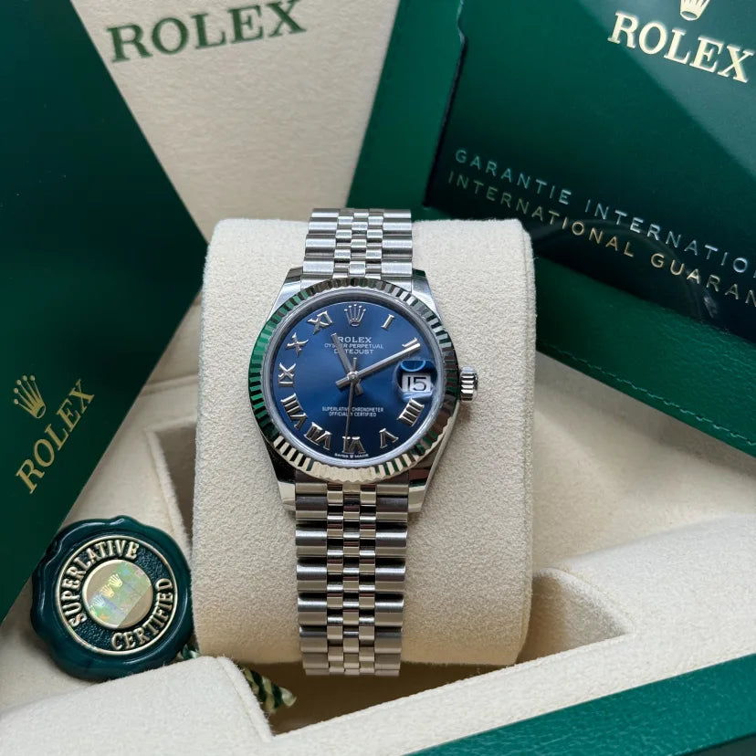 Rolex Datejust m278274-0033/0034 Bright Blue Dial 31mm Fluted Bezel Oyster Bracelet - Image 12