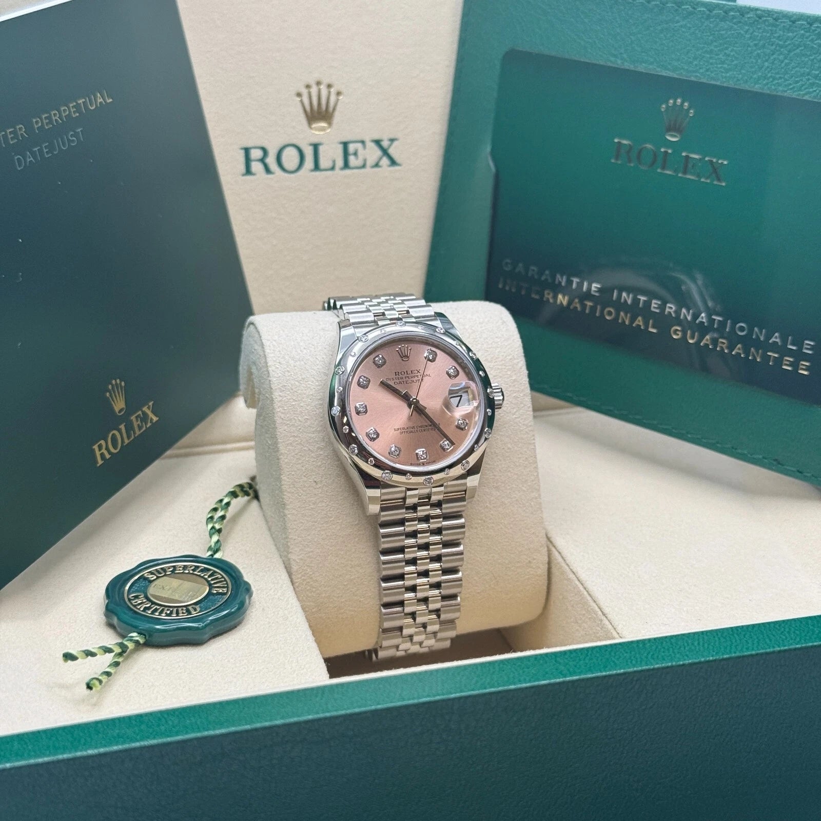 Rolex Datejust m278344-0033/0034 Pink Dial 31mm Domed Diamond Oyster Watch - Image 12