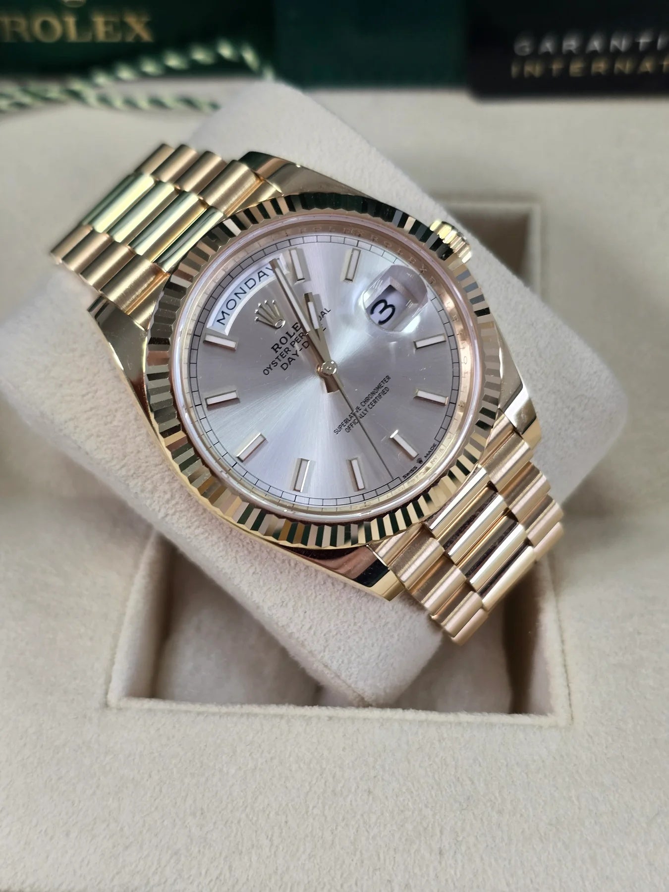 Rolex Day-Date President 40mm Yellow Gold Silver Index Dial - 228238 - Image 9