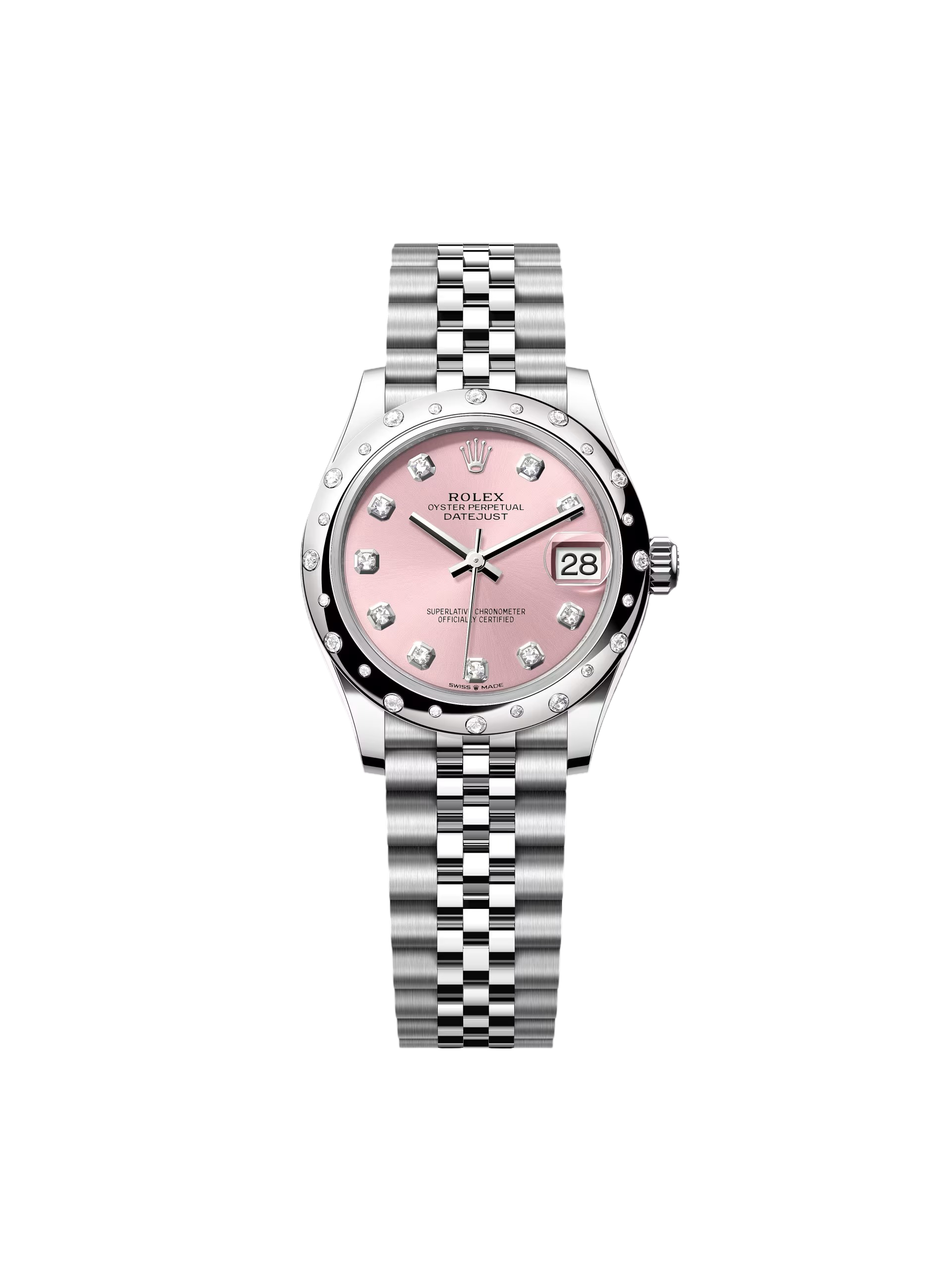 Rolex Datejust m278344-0033/0034 Pink Dial 31mm Domed Diamond Oyster Watch - Image 5