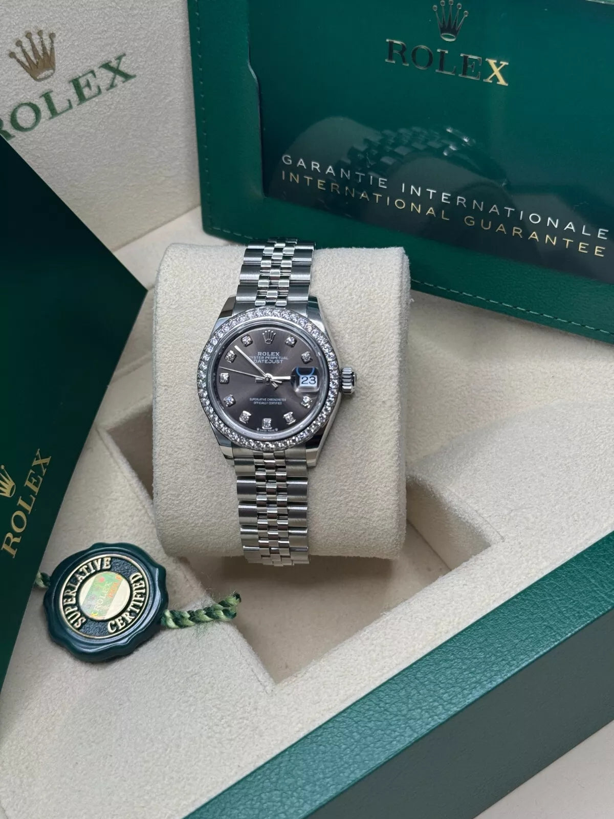Rolex Lady-Datejust 28mm 279384RBR Dark Gray set with Diamonds - Image 7
