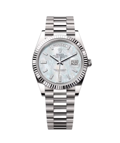 Rolex Day-Date President 40mm White Gold Mother of Pearl Diamond Baguette Dial - 228239