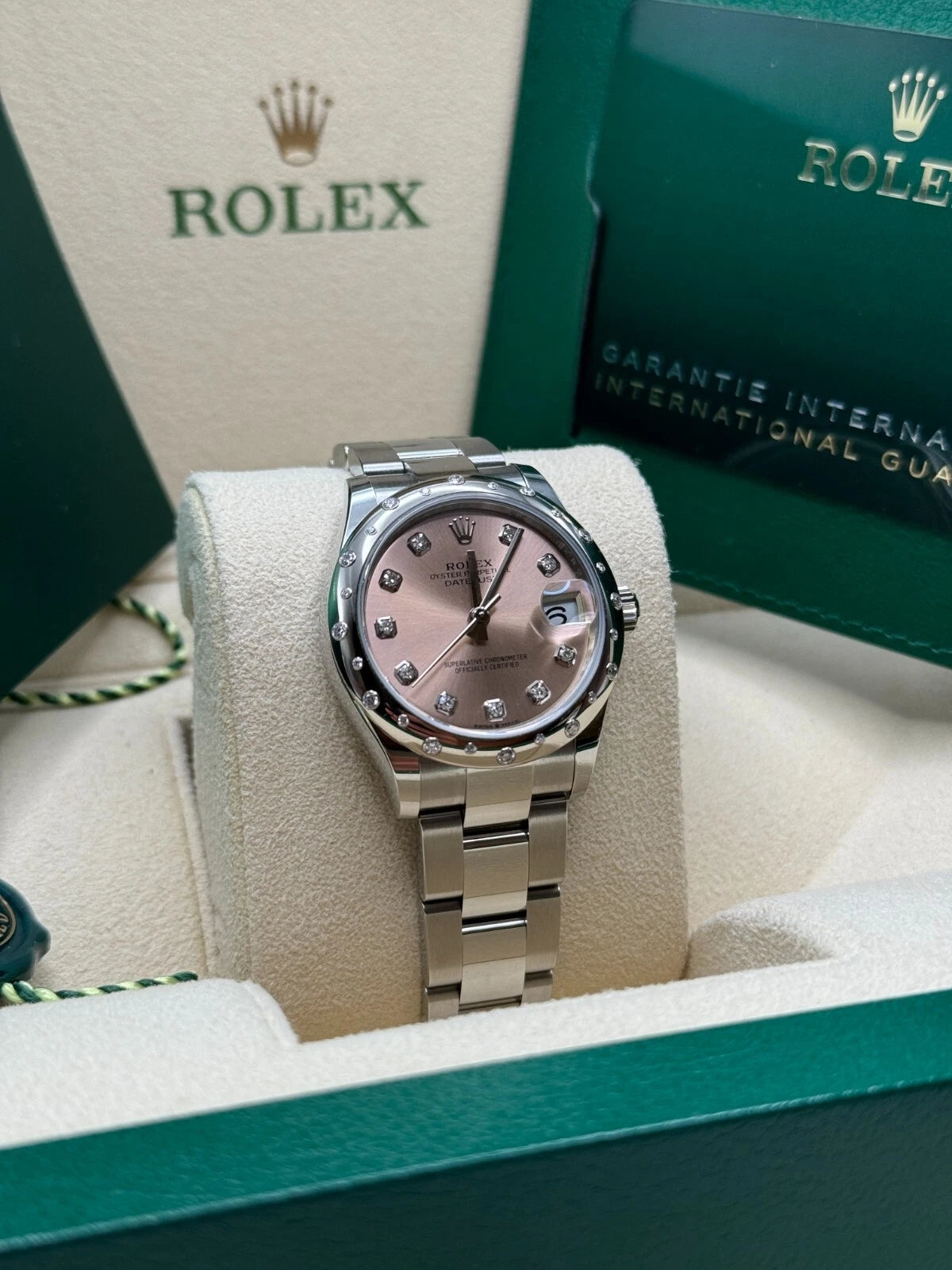 Rolex Datejust m278344-0033/0034 Pink Dial 31mm Domed Diamond Oyster Watch - Image 3