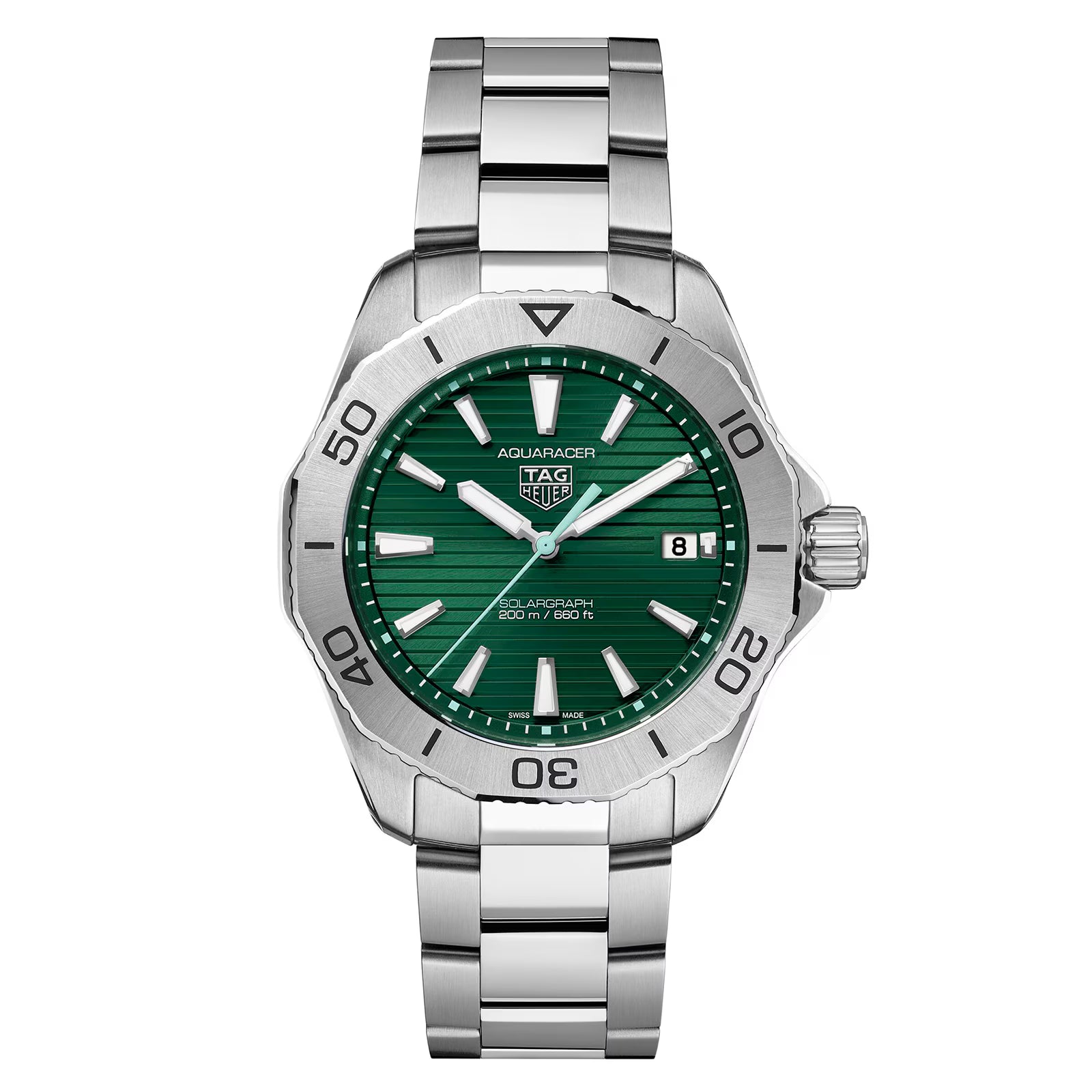 TAG Heuer Aquaracer Professional 200 Solargraph 40mm Mens Watch Green WBP1115.BA0000
