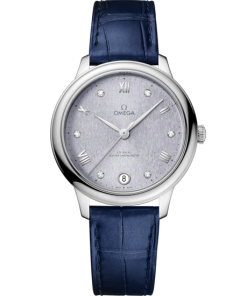 Omega De Ville Prestige 34 mm Blue Dial with Diamonds Stainless Steel Strap 434.13.34.20.53.001