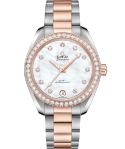 Omega Seamaster Aqua Terra 150M 34 mm White Dial with Diamonds Stainless Steel and Sedna�?18k Rose Gold Bracelet 220.25.34.20.55.001
