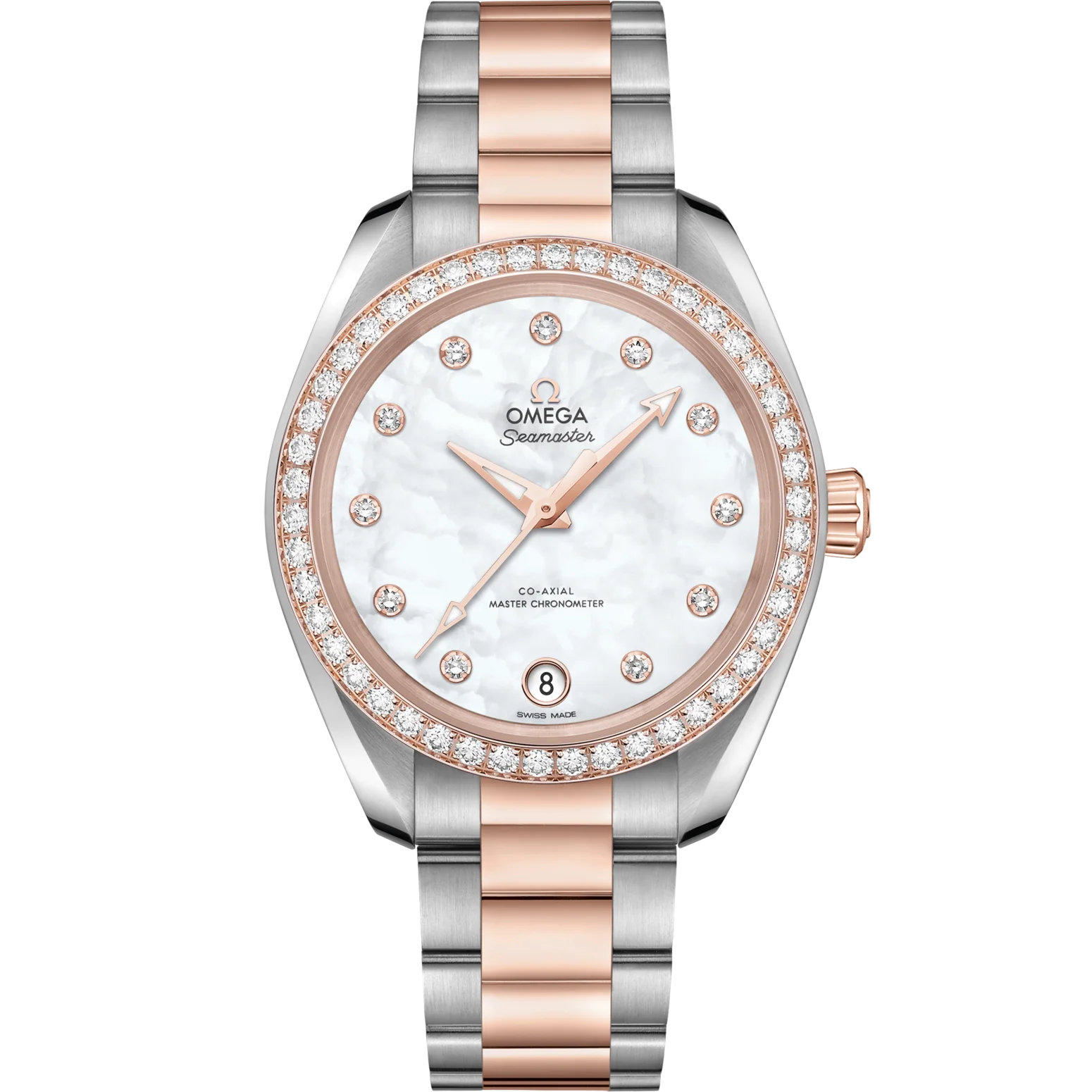 Omega Seamaster Aqua Terra 150M 34 mm White Dial with Diamonds Stainless Steel and Sedna�?18k Rose Gold Bracelet 220.25.34.20.55.001