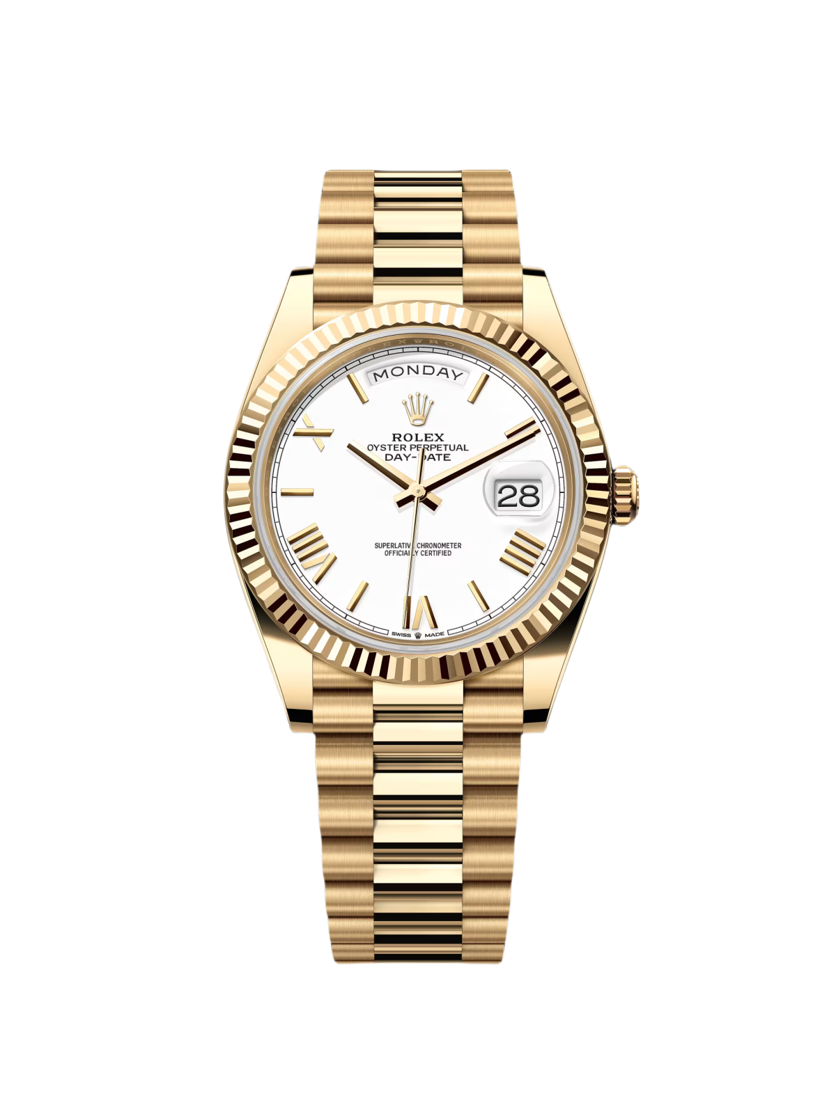 Rolex Day-Date President 40mm Yellow Gold White Roman Dial - 228238