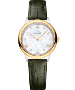 Omega De Ville Prestige 27.5 mm White Dial with Diamonds  Stainless Steel and 18k Yellow Gold Strap 434.23.28.60.55.001