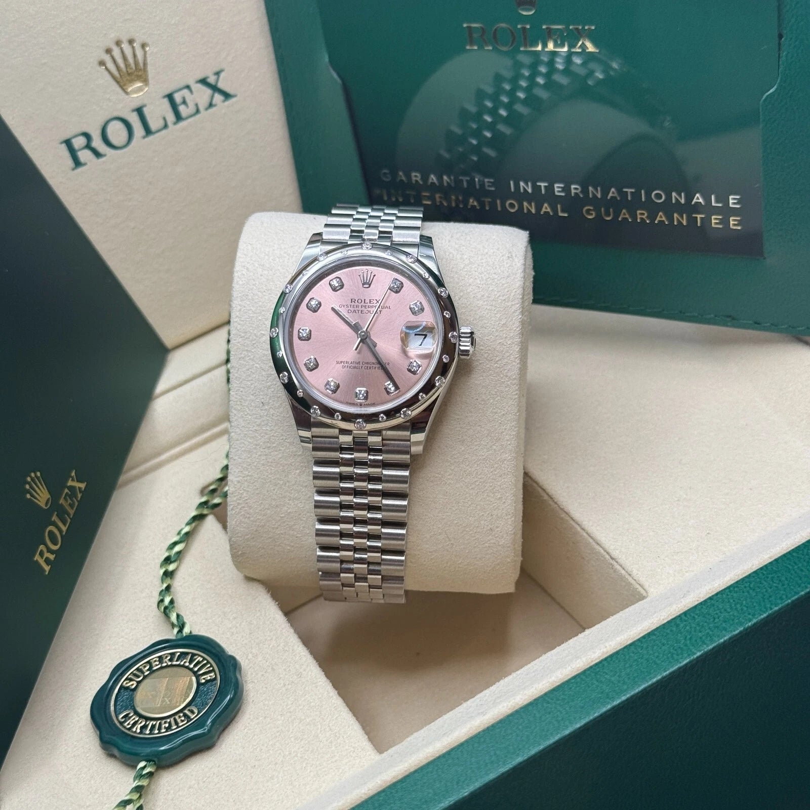Rolex Datejust m278344-0033/0034 Pink Dial 31mm Domed Diamond Oyster Watch - Image 16