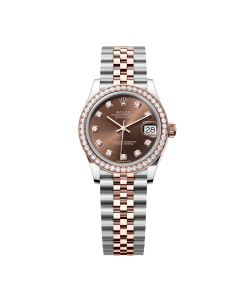 Alternative view of Rolex Datejust m278381-0027/0028 Chocolate Diamond 31mm Dial Diamond-Set Bezel and Oyster Bracelet Watch