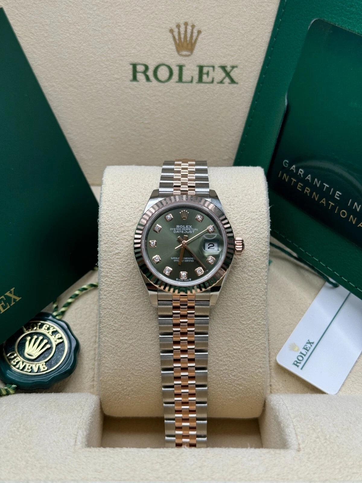 Rolex Lady-Datejust 28mm 279171 Green Diamond Oyster Stainless Steel and Rose Gold - Image 2