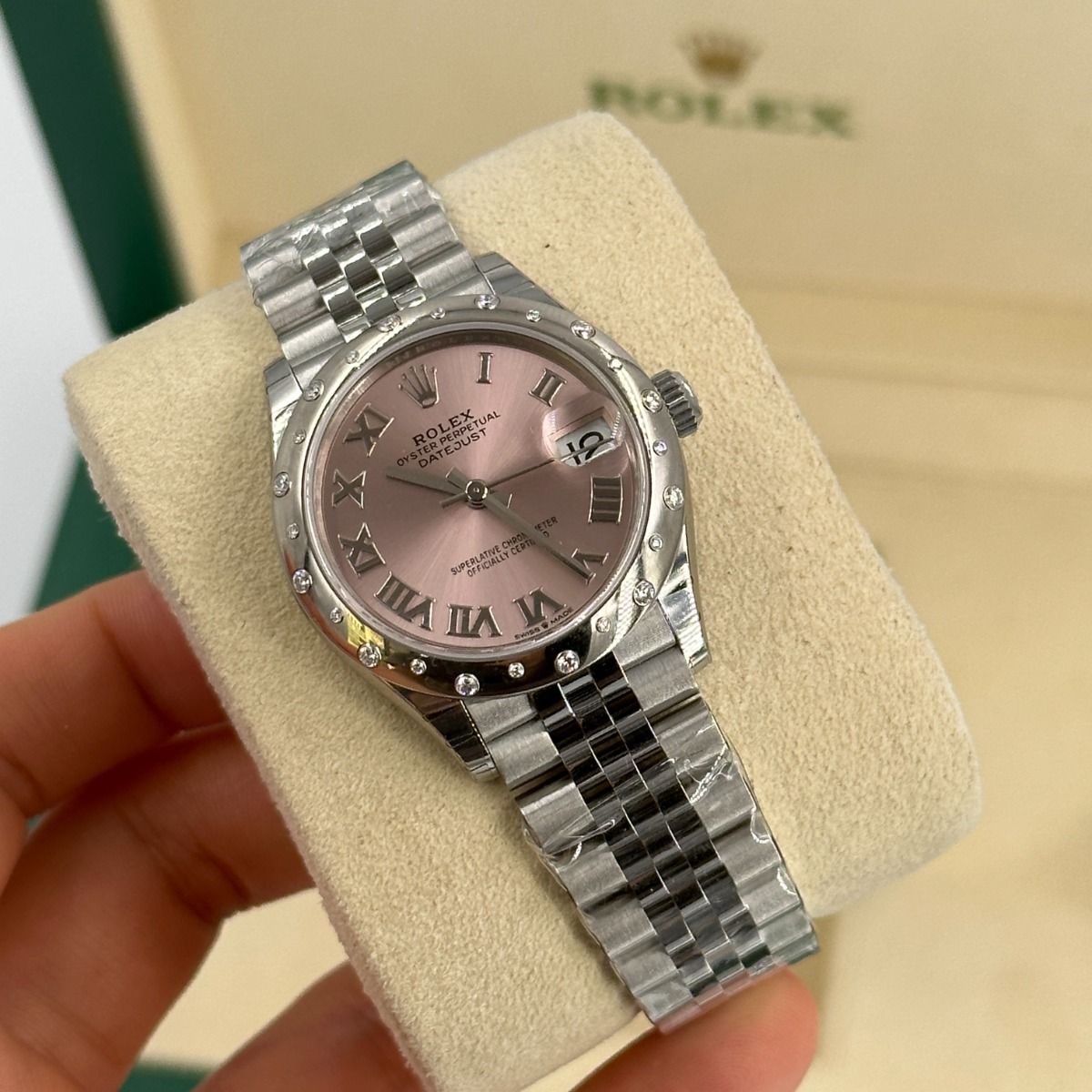 Rolex Datejust m278344-0021/0022 Pink Dial 31mm Domed Diamond Oyster Watch - Image 13