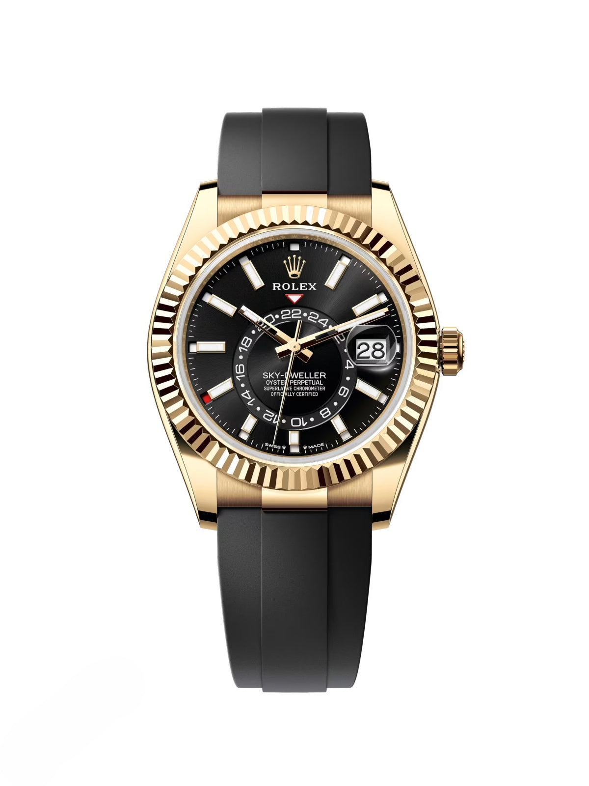 Rolex Sky-Dweller 42mm 336238-0002 Yellow Gold Black Dial Oysterflex