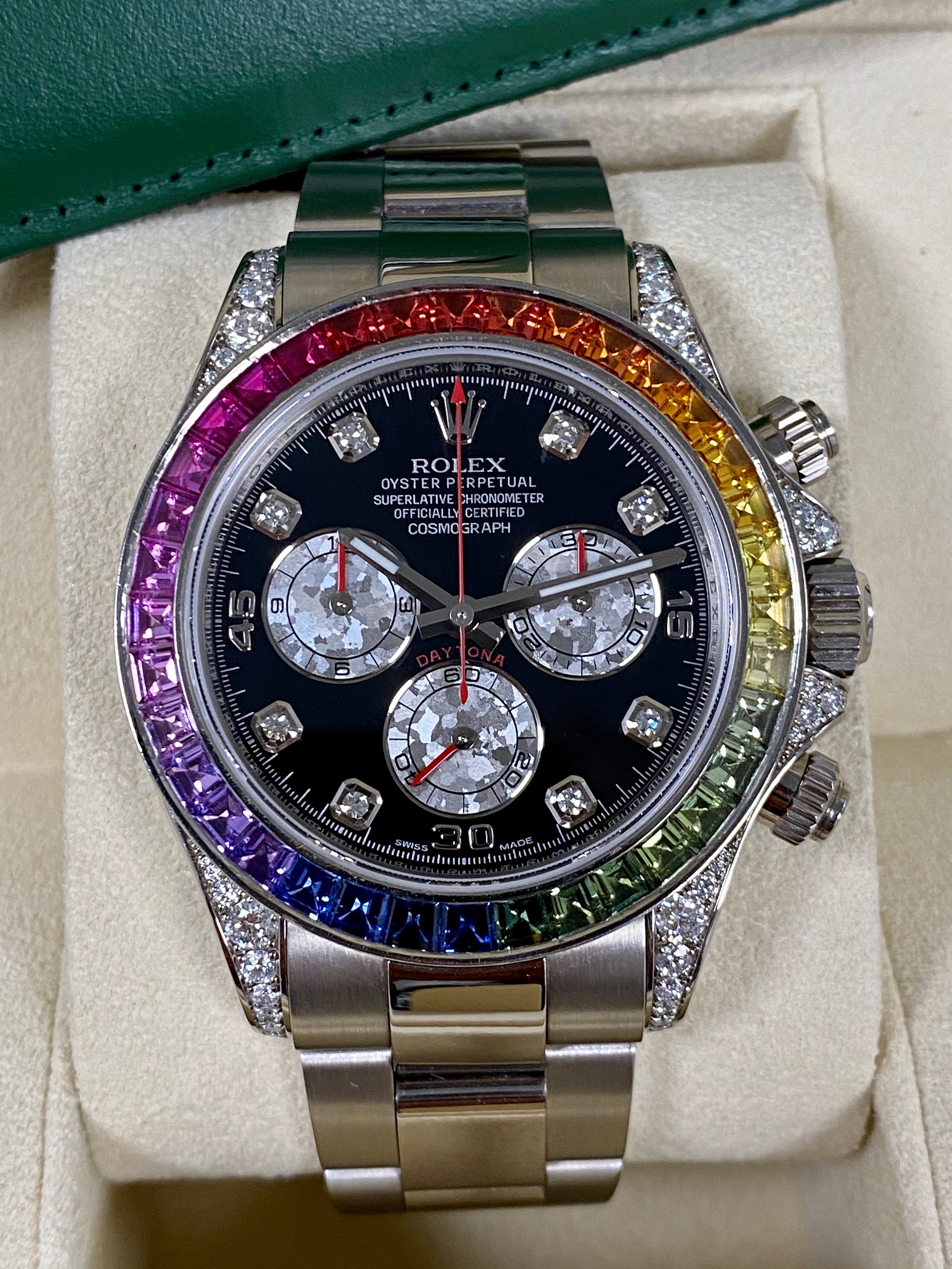 Rolex Daytona Cosmograph Daytona White Gold Rainbow Diamonds 40mm 116599RBOW Box & Papers - Image 8