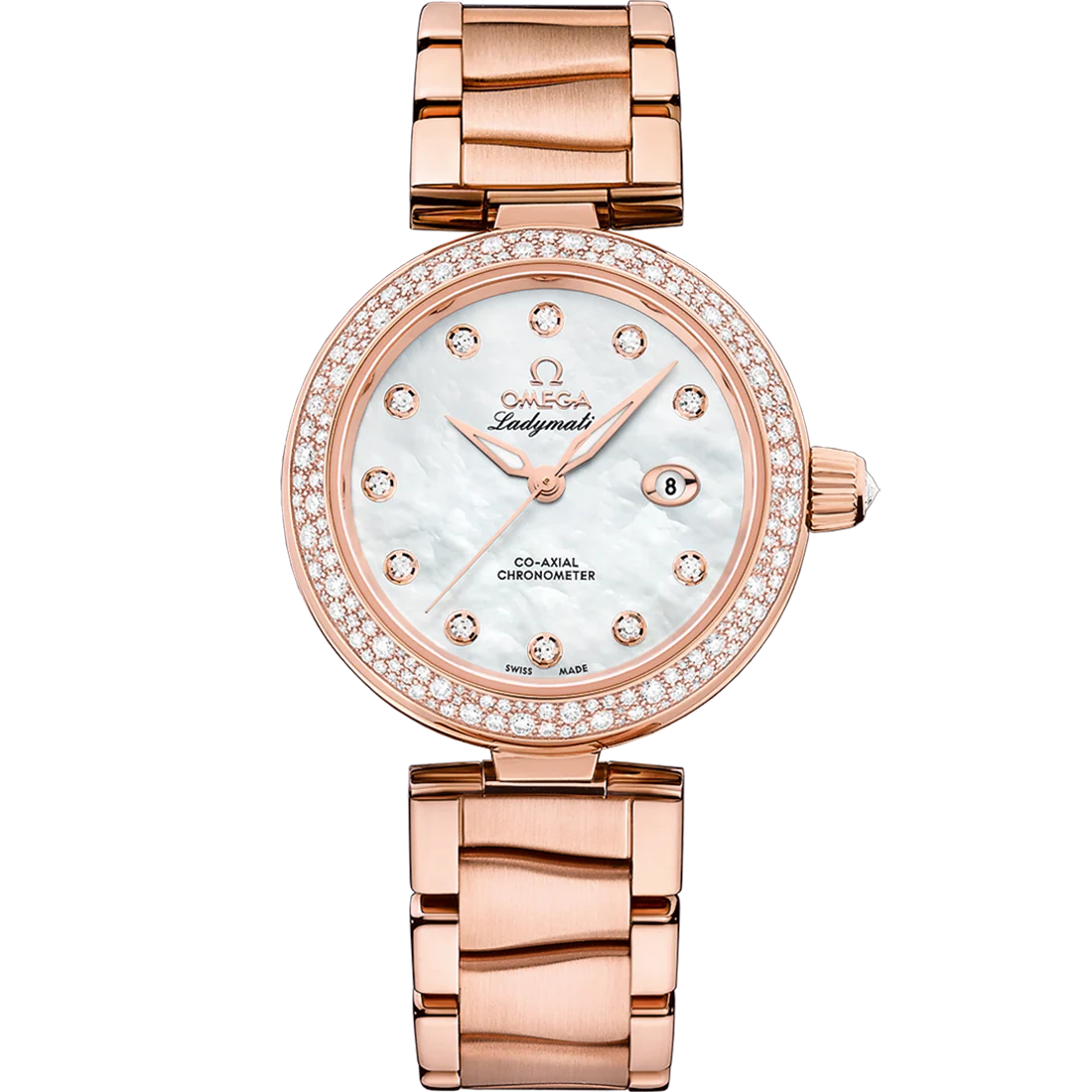 Omega De Ville Ladymatic 34mm White Dial with Diamonds Sedna�?18k Rose Gold Bracelet 425.65.34.20.55.010