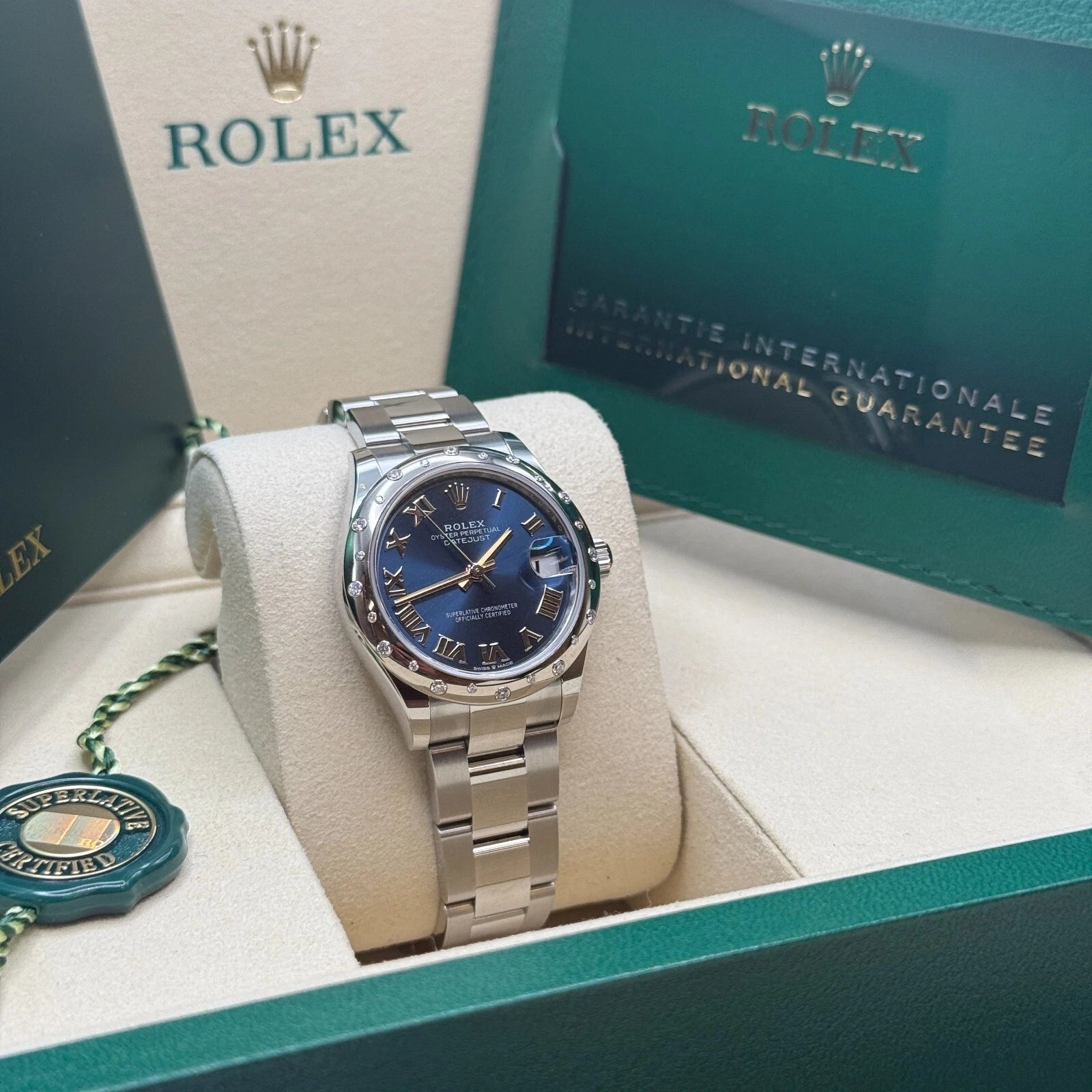 Rolex Datejust m278344-0035/0036 Bright Blue Dial 31mm Domed Diamond Oyster Watch - Image 4