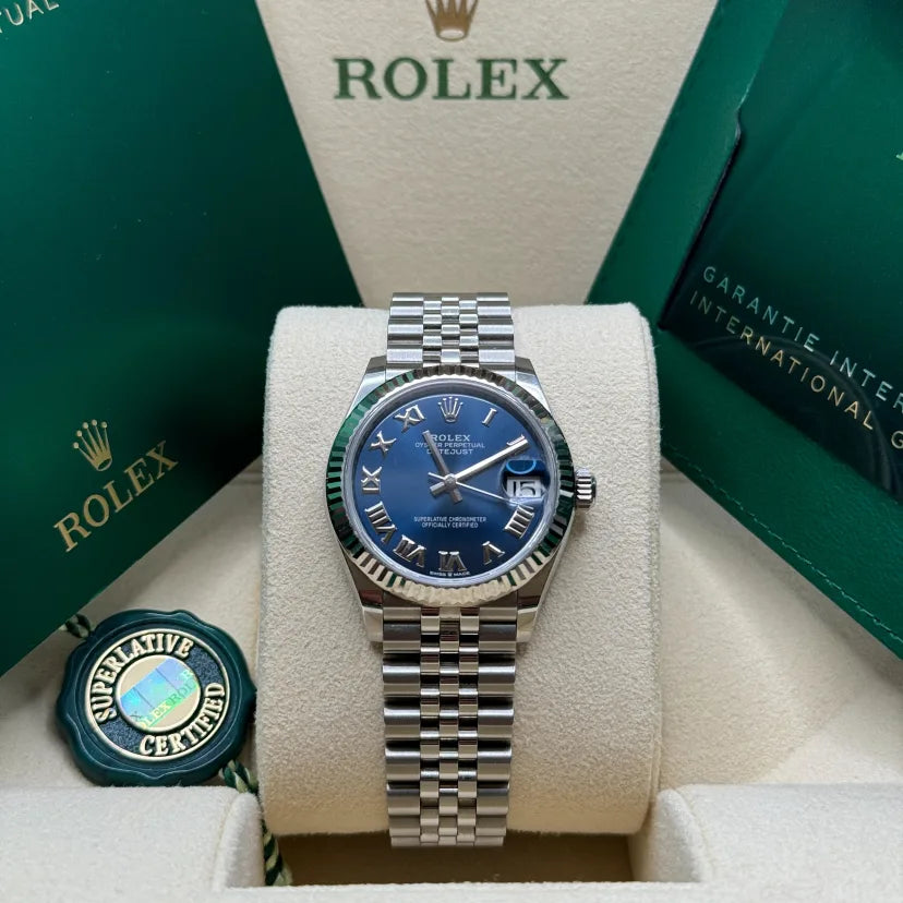 Rolex Datejust m278274-0033/0034 Bright Blue Dial 31mm Fluted Bezel Oyster Bracelet - Image 7