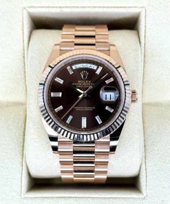Alternative view of Rolex  Day-Date President 40mm Everose Gold Chocolate Diamond Baguette Dial - 228235