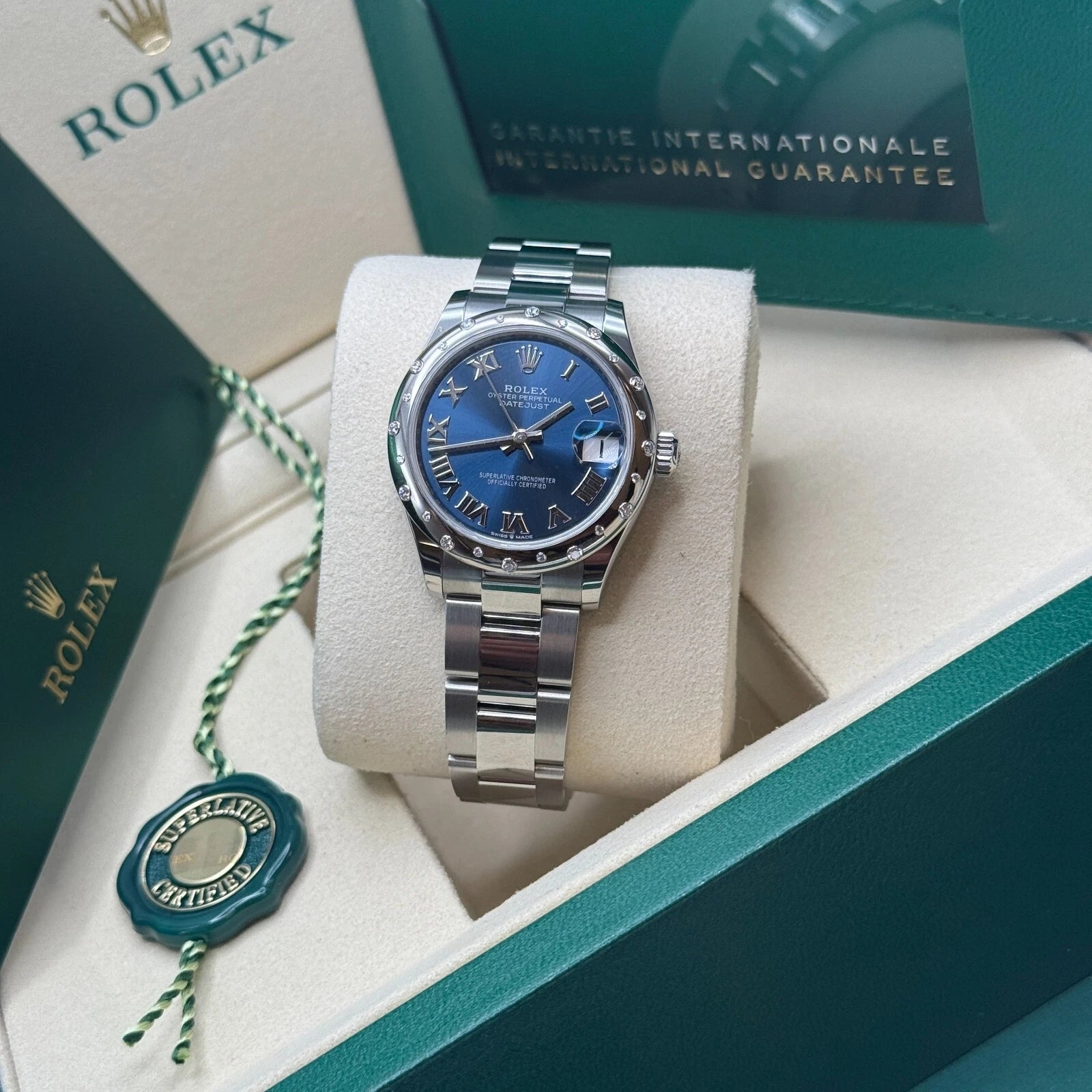 Rolex Datejust m278344-0035/0036 Bright Blue Dial 31mm Domed Diamond Oyster Watch - Image 8